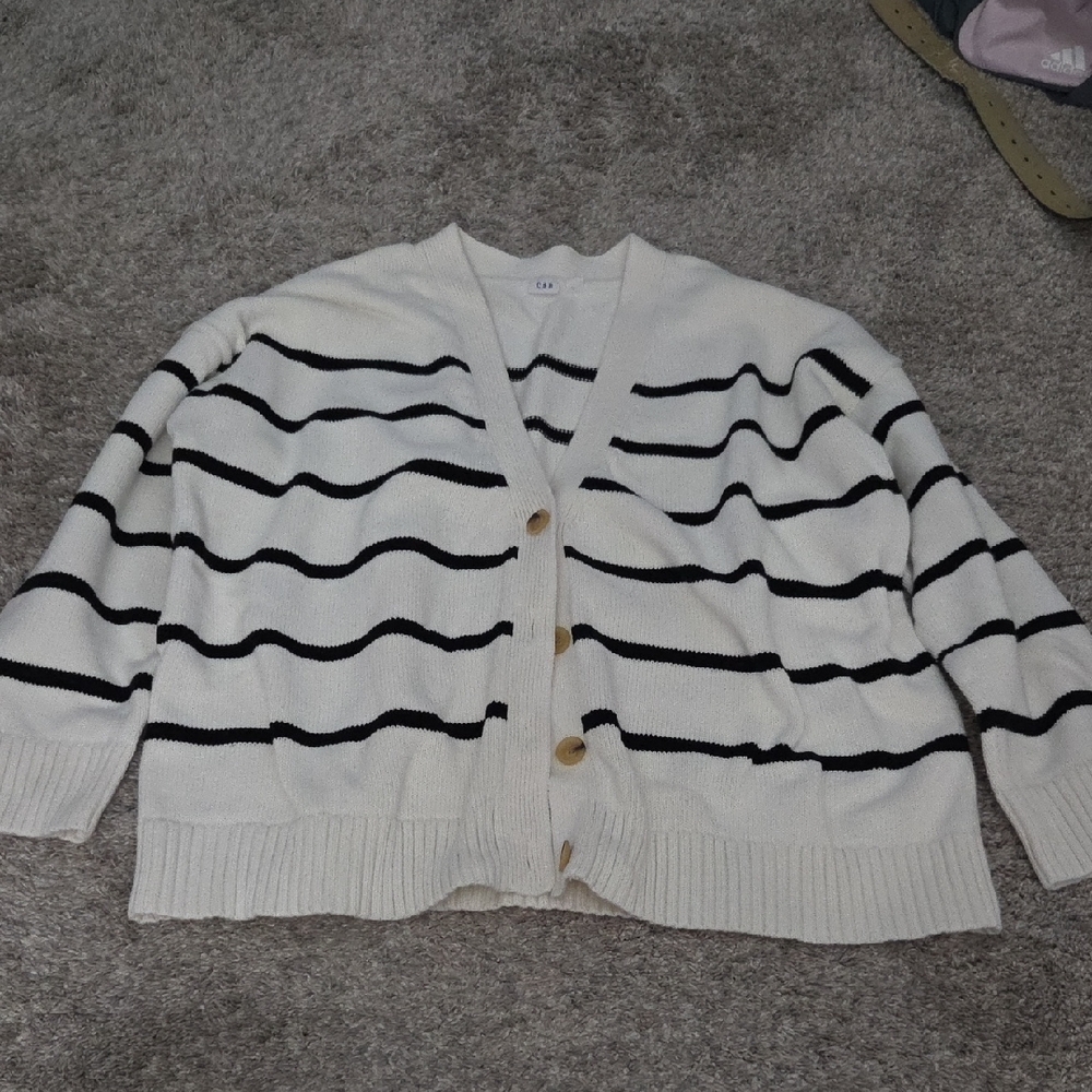 GAP Cream and Black Striped Cardigan